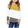 thumbnail image 1 of RXIRUCGD Chemises à Manches Longues pour Filles, Col Rond Mignon, Blouses Décontractées Élégantes, Jaune, Taille : 9 Ans, 1 of 6