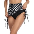 thumbnail image 3 of Womens Swim Skirt Drawstring Tummy Control Swim Bottom with Built-in Brief, 3 of 5