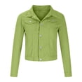 thumbnail image 4 of IROINID Veste en Denim pour Femme à Manches Longues, Couleur Unie, Col à Revers, Manteau, Poches Confortables, Veste en Denim, Manteau, 4 of 6