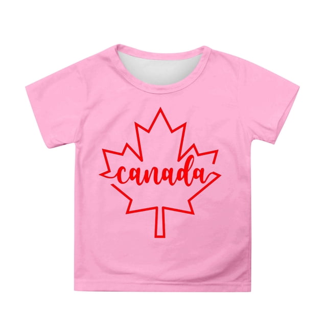 GDREDA Canada T-Shirts Imprimé Drapeau Filles T-Shirt à Manches Courtes Été Col Rond T-Shirt Coupe Décontractée T-Shirts Basiques