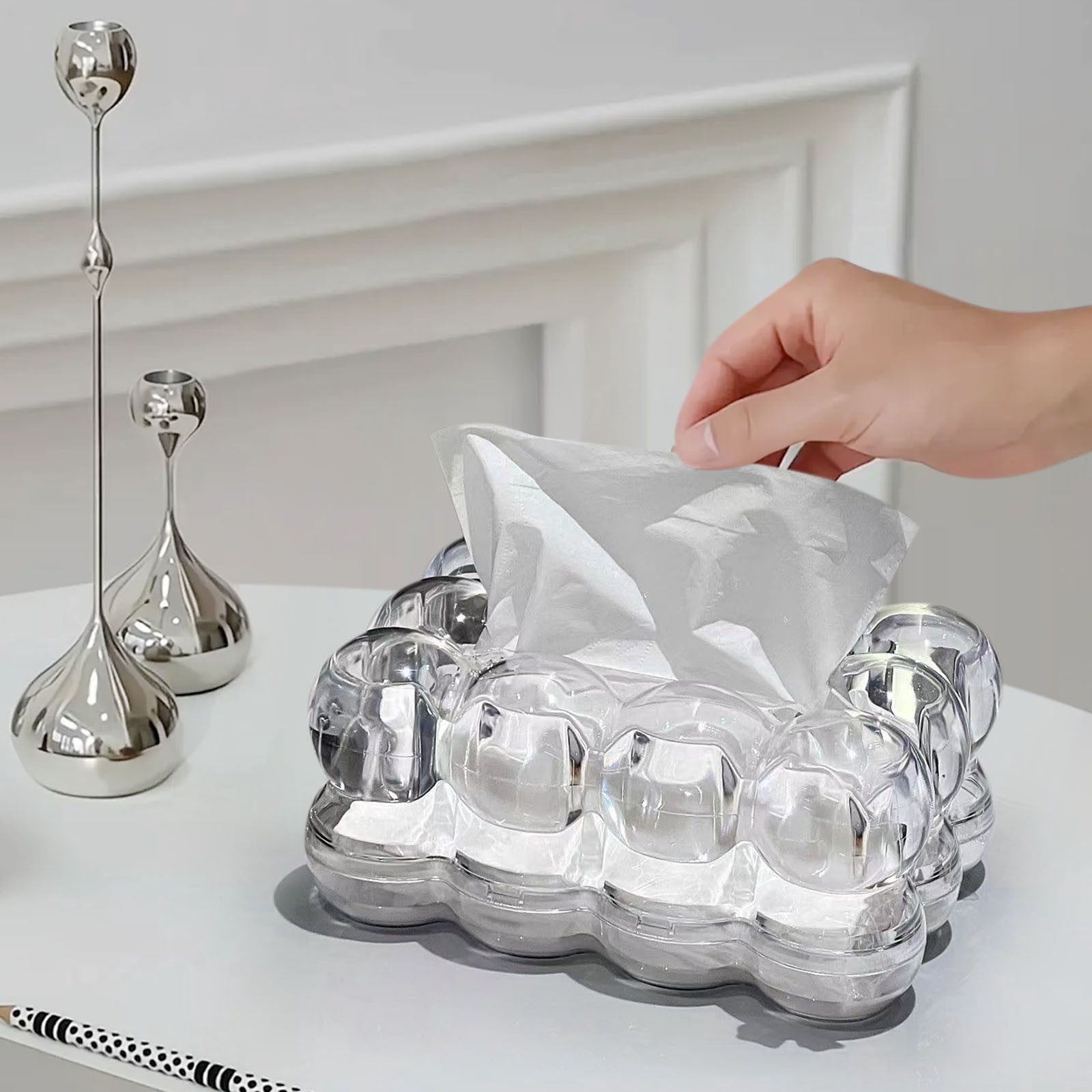 Openpig Tissue Box White Minimalist Design for Home Décor, Fireplace, Bedroom, Kitchen, Living Room, Centerpieces
