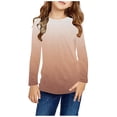 thumbnail image 1 of RXIRUCGD Chemises à Manches Longues pour Filles, Col Rond Mignon, Blouses Décontractées Habillées, Marron, Taille : 9 Ans, 1 of 7