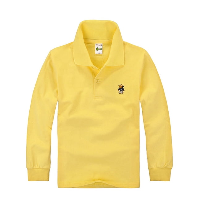 PMVFHDE T-Shirts Garçons T-Shirts Graphiques Chemise d'École à Manches Longues pour Garçons et Filles Jaune, 9-10 Ans