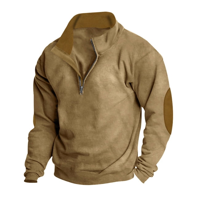 QIPOPIQ Unisex-Adult Fleece Quarter-Zip Cadet Collar Sweatshirt Clearance