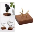 thumbnail image 4 of Brass Arm Display Stand Wooden Square Base Marbles Gems Base Sphere Holder Collectibles Wulnut Support for Agate Fossils Crystals Rocks, 4 of 8