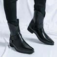 thumbnail image 3 of Mepaouo Men's Western Cowboy Boots Pointed Toe Motorcycle Riding Booties Formal Dress Chelsea Ankle Oxfords, 3 of 9