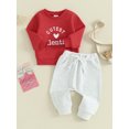 thumbnail image 3 of FOCUSNORM Baby 2Pcs Valentine’s Day Outfits Long Sleeve Sweatshirt + Solid Color Trousers Set Infant Clothes, 3 of 9