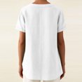 thumbnail image 4 of Floleo T-Shirt à Manches Courtes pour Femmes, Style Lin, Col en V, Boutons devant, Demi-Ouverture, Haut Vintage Classique, Respirant, Confortable, Extensible, Tissu Fin, Printemps Été Automne, Tenue Quotidienne (White#1,S), 4 of 8