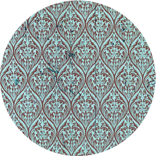 Ahgly Company Tapis d'Intérieur Ronds Lavables à la Machine, Style Transitionnel, Bleu Lagon Bleu, Tapis de Zone, 4 Pieds Rond