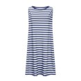 thumbnail image 3 of yoeyez Robes d'Été pour Femmes 2025 Grande Taille Décontractées à Rayures Débardeur Mini Robe d'Été Col Rond Coupe Ample Sans Manches Robe de Vacances Plage avec Poches Bleu,TTG, 3 of 5