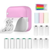 Mini Pocket Printer M3 - 2-Inch Thermal Printing Device with 200dpi Resolution, Includes 6 Rolls of Thermal Paper, 5 Self-Adhesive Rolls, 3 Color Rolls & 5 Markers, Compact Design & Built-in Battery,