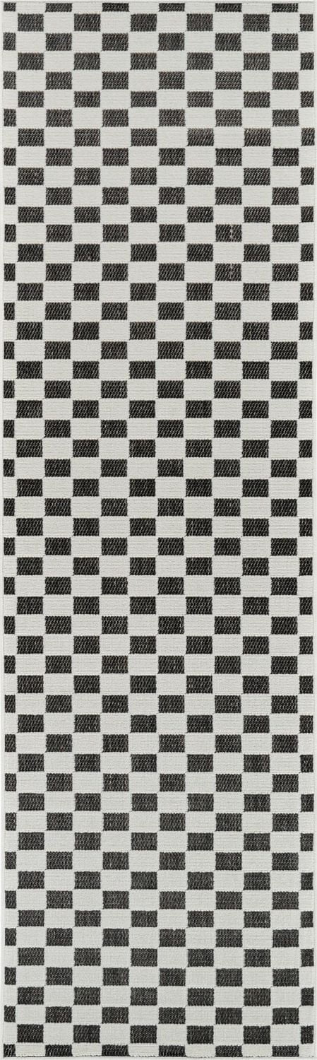 Rug Branch Maise Checkered Indoor Outdoor Area Rug, Black White, Modern - Entryway, Hallway, Bathroom, and Kitchen