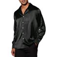 thumbnail image 4 of INSPIRE CHIC Men's Dress Satin V Neck Long Sleeves Button Down Party Shirts, 4 of 4