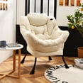 thumbnail image 3 of Costway Modern Polyester Fabric Lazy Chair Single Sofa Chair w/Side Pocket Beige, 3 of 10