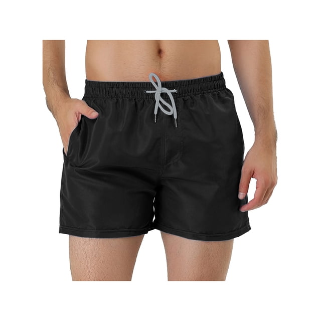INSPIRE CHIC Men's Quick Dry Swim Trunks Lightweight Polyester Board Shorts with Mesh Lining 32 Black