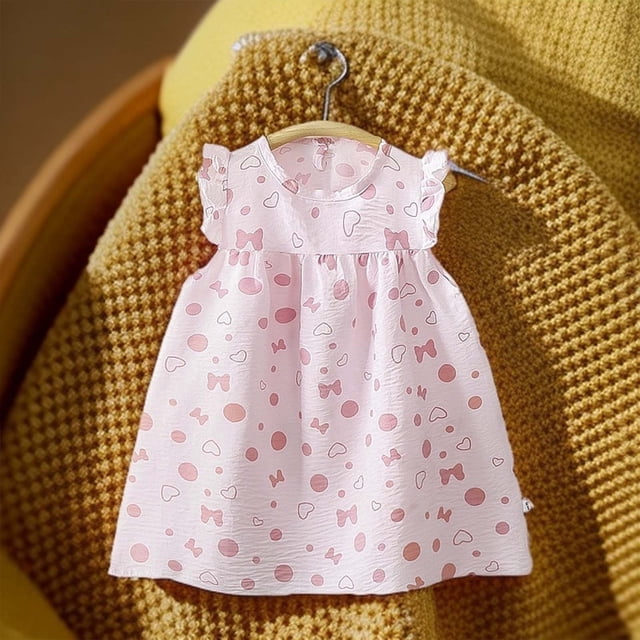 Robe Fillette Manches à Volants Ligne A à Étages Évasée Été Princesse Robe de Fête Robe Florale Filles Robe Princesse Tout-Petit