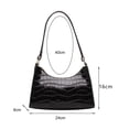 thumbnail image 4 of MesaSe Women Handbag Glossy Textured Faux Leather Solid Color Zipper Gift Large Capacity Ladies Single Shoulder Bag Purse Dating Use, 4 of 11