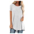 thumbnail image 3 of JIRNDf Chemises pour Femmes Hauts Mode Été Tendance Grande Taille Col Rond Manches Courtes Longues Tuniques Décontractées Blouse Blanche m, 3 of 9