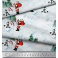 thumbnail image 3 of Soimoi Rayon Fabric Snowman,Santa & Tree Christmas Print Fabric by the Yard 42 Inch Wide, 3 of 3