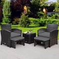 thumbnail image 1 of Costway Ensemble de Mobilier d'Extérieur en Rotin Osier 5 Pcs Canapé Pouf Coussin Gris, 1 of 9