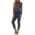 thumbnail image 2 of Hauts à Col Roulé à Manches Longues pour Femmes Extensibles Ajustés Noël Xmas Chemise de Fête S Rayé Noir, 2 of 6