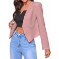 thumbnail image 2 of Women'S Short Blazer, Work/Casual Long Sleeve Front Opening Jacket with Pockets Pink XL, 2 of 8