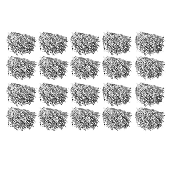 Pack of 20 Metallic Cheerleading Pompoms, Hand Flowers for Cheerleaders withHandle, Hand Flowers with Handles for Sports, Dance and Party