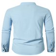 thumbnail image 4 of Classic Buttoned Henley Shirt for Men with Retro Cotton Linen Fabric, 4 of 8