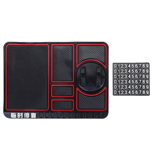 KAKOWELY Car Phone Holder Multifunctinal Car Instrument Panel Storage Mat Mobile Phone GPS Bracket Non-Slip Mat (Red)9.69"X7.28"X0.2"