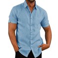 thumbnail image 1 of pitrice Chemise Homme à Simple Boutonnage Été Boutonnée Col Rabattu Polyester Mode Vêtements Cadeau d'Anniversaire Bleu TTTG 1Set, 1 of 5