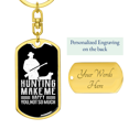 thumbnail image 3 of Hunting Makes Me Happy Stainless Steel or 18k Gold Premium Swivel Dog Tag Keychain, 3 of 8