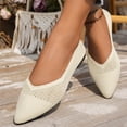 thumbnail image 2 of Womens Mesh Pointy Toe Dressy Shoes Breathable Spring Fall Slip on Low Heels Walking Flat Office Work Loafers, 2 of 6