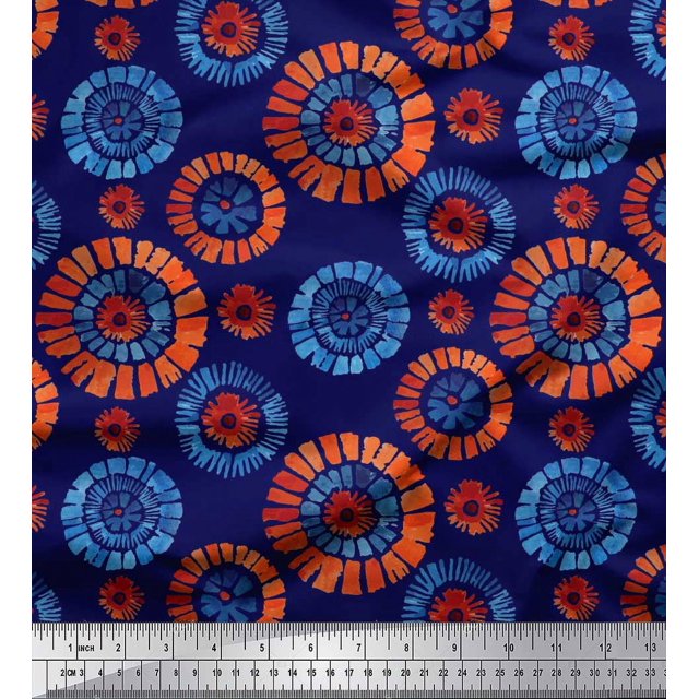 Soimoi Poly Georgette Fabric Brush Stroke Abstract Printed Craft Fabric by the Yard 52 Inch Wide
