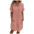 thumbnail image 1 of 2025 Robes Maxi à Rayures d'Été pour Femmes Robe pour Femme à Manches Courtes Robe en Lin à Col en V pour Femme Décontractée Ample Longue Grande Taille Robe pour Femmes Décontractée de Plage Robes Fendues, 1 of 9
