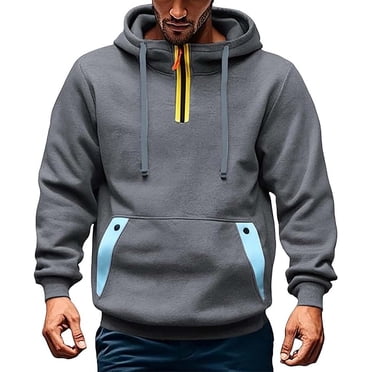 GigrtiJin Chandail à Capuchon Athlétique pour Homme, Couleur Unie, Quart de Fermeture Éclair, Cordon de Serrage, Chandails à Capuchon avec Poche, Manches Longues, Blouse Décontractée