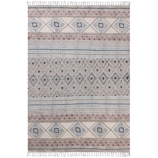 Casavani Geometric Cotton Mat Living Area Rug, Black 2x3 feet