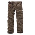 thumbnail image 1 of RXIRUCGD Men's Solid Color Multi-pocket Washed Cargo Pants Outdoor Casual Pants, Coffee, Size: 2XL, 1 of 2