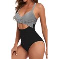 thumbnail image 2 of Innerwin Swimwear Gradient Women Bathing Suits Surfing Long Sleeve Backless One Piece Swimsuit Black + Diagonal Bar S, 2 of 4