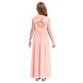 thumbnail image 4 of TTAO Robe en Chiffon Sans Manches Col en V Perles Mariage Demoiselle d'Honneur Soirée Bal Formel Rose 8, 4 of 7
