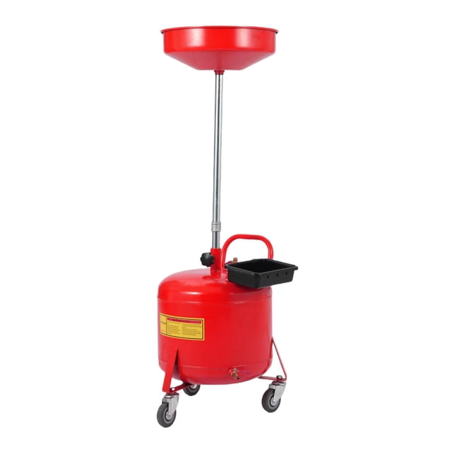 EDTara Réservoir de Drainage d'Huile Usée Robuste, Capacité de 8/20 Gallon avec Roues, Entonnoir Réglable de 28–62 Pouces, Capteur de Changement d'Huile Rouge pour Ateliers de Réparation Automobile