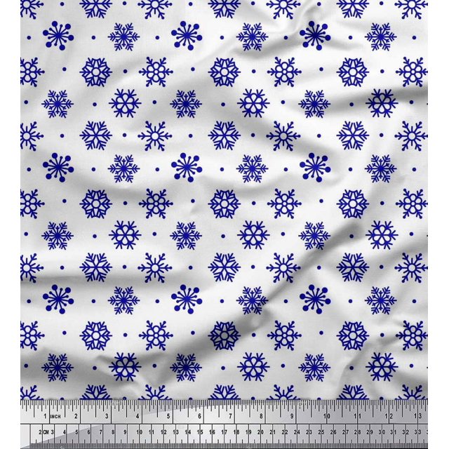 Soimoi Toile Poly Georgette Dot & Snow Flakes Imprimé Floral par Yard 52 Pouces de Large