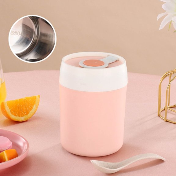 Tasse de Voyage avec Cuillère Tasse de Petit-Déjeuner Tasse à Soupe Scellée au Micro-Ondes Tasse à Eau pour Étudiant