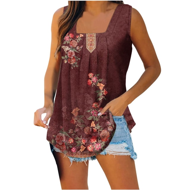 XZNGL T-Shirts pour Femmes Mode Femmes Imprimé Débardeurs Confortables Légers Camisole T-Shirt T-Shirt Imprimé Machine