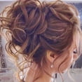 thumbnail image 1 of Updo Bun Hairpiece, Soft Light Brown Fashionable Messy Bun Hairpiece Synthetic Exquisite  For Wedding, 1 of 7