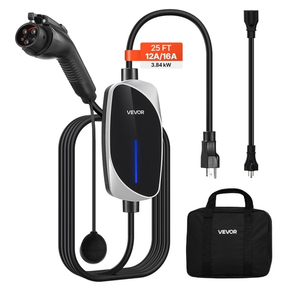 VEVOR Chargeur EVA Niveau 1&2 16A Chargeur Portable 120V 240V Câble 25 Pieds Indicateur DEL