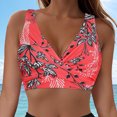 thumbnail image 2 of Huesdet Hauts de Bikini à Encolure Dégagée pour Femmes Bretelles Spaghetti Réglables Maillot de Bain Rembourré Soutien-Gorge de Sport (Rouge, P), 2 of 9
