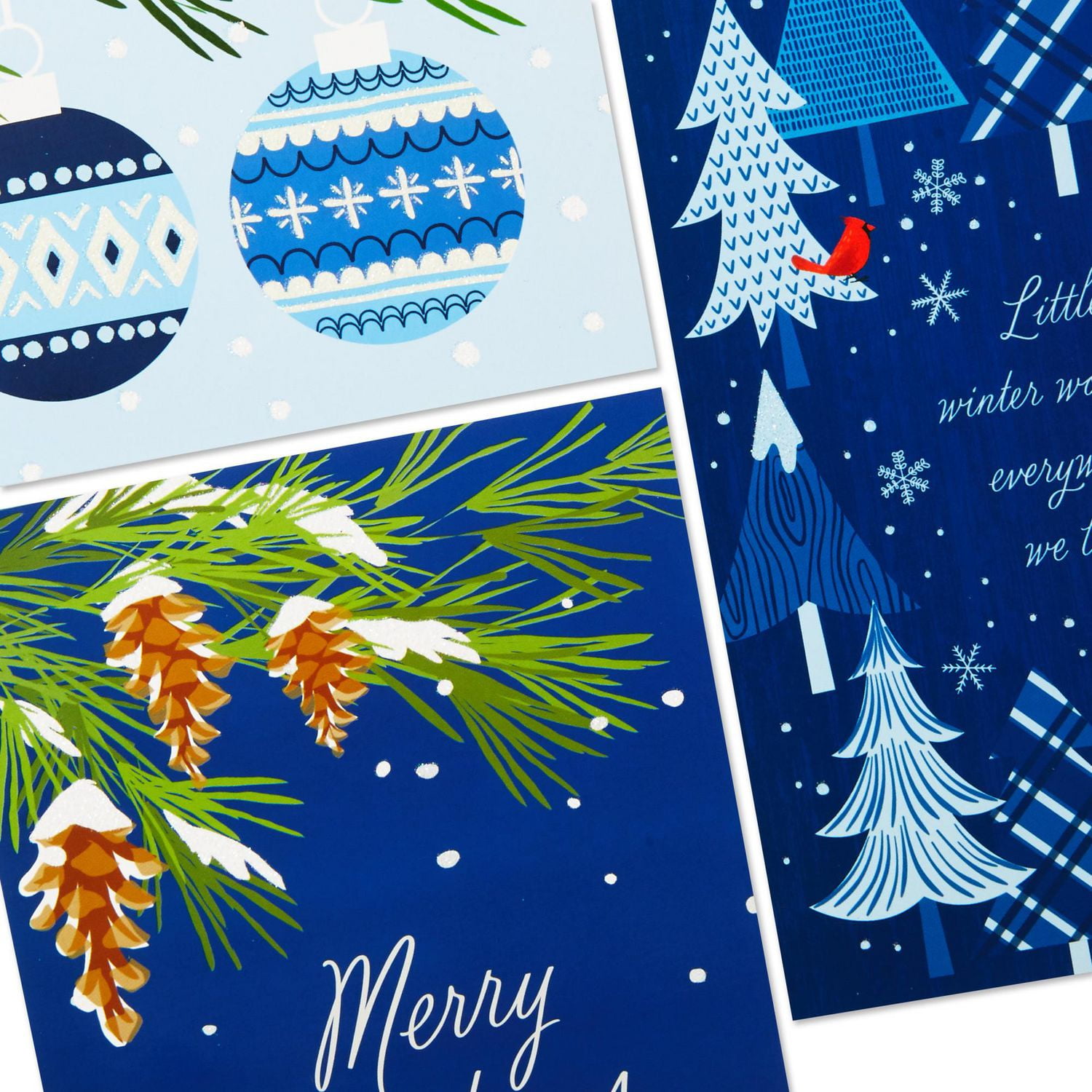 Boîte de 40 cartes de Noël Connections de Hallmark (Assortiment traditionnel dans les tons de bleu)
