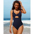 thumbnail image 3 of Charmo Womens Ribbed One Piece Swimsuits High Cut Padded Monokini Bathing Suit, 3 of 6