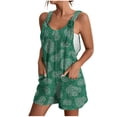thumbnail image 1 of Penkiiy Combinaison Courte en Denim Sans Manches pour Femme, Vert, 2TG, 1 of 6