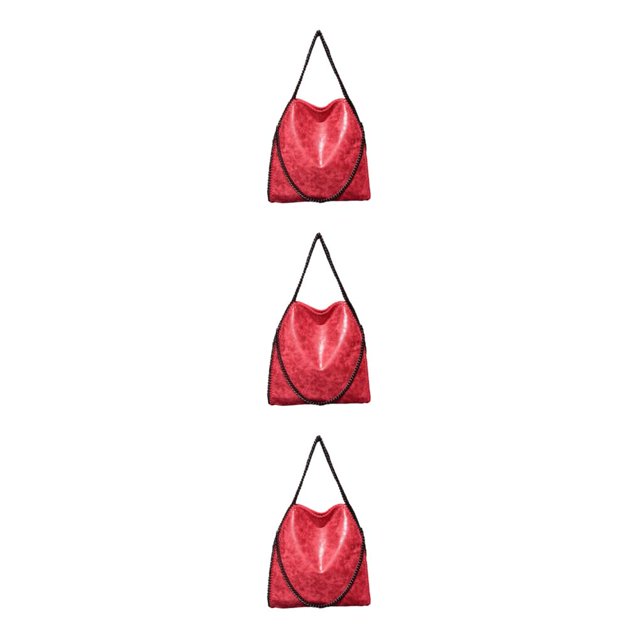 kurtrusly 1/2/3 Wide Application Convenient And Practical Chain Handbag For Women - Foldable Shoulder Bag Fashion PU Chain Shoulder Bag red 3PCS